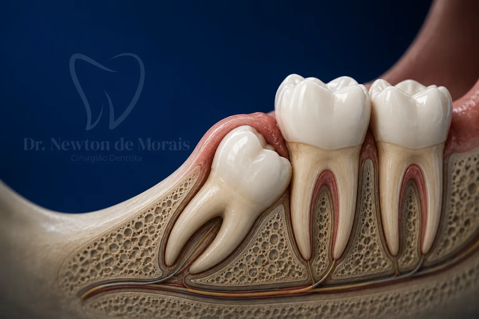 Cirurgião-dentista avaliando tomografia para extração de siso em adulto