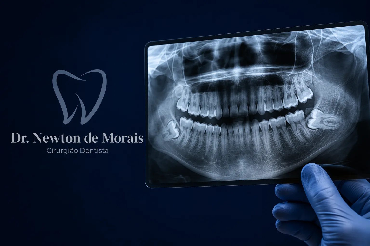 Radiografia mostrando posição inclinada do dente do siso