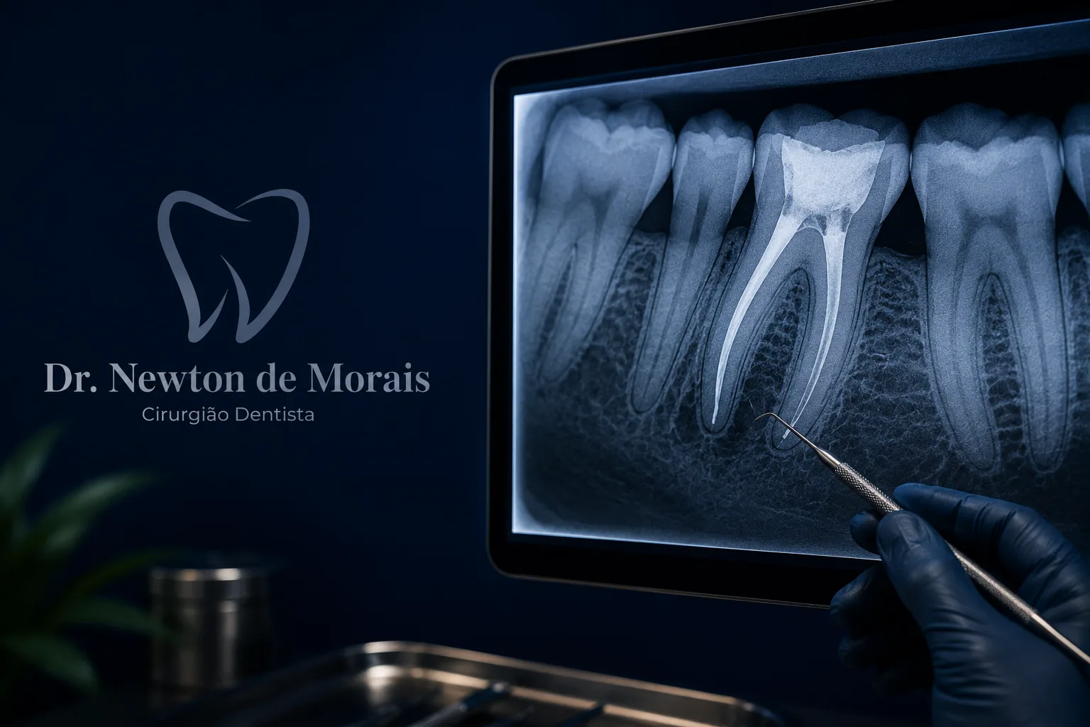 Radiografia de retratamento de canal dentário